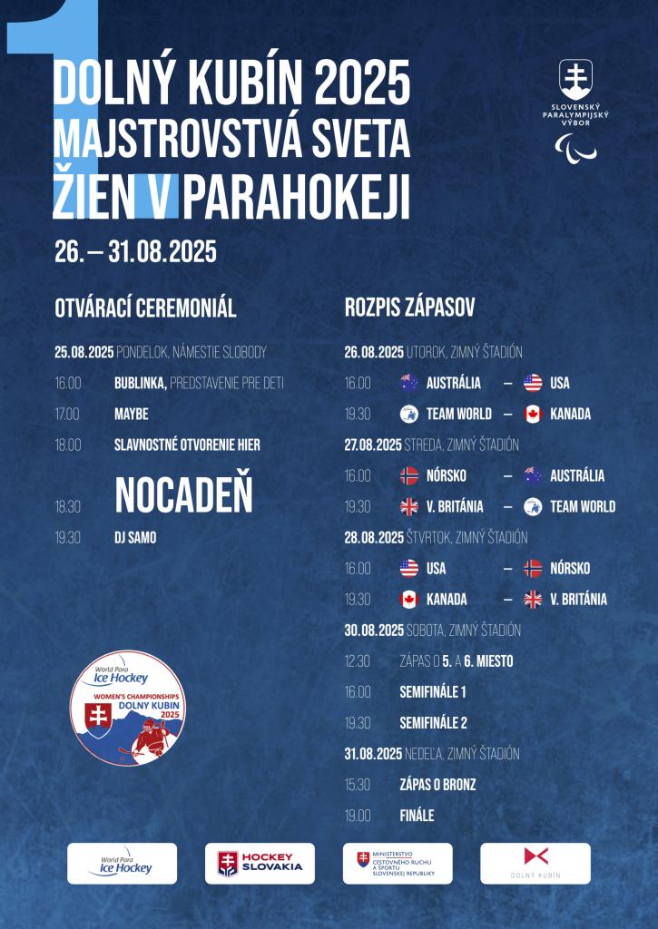 Historicky prvé majstrovstvá sveta v&nbsp;parahokeji žien v&nbsp;Dolnom Kubíne 26.-31. 2025