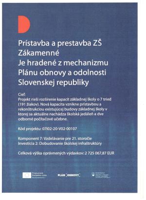 Prístavba a prestavba ZŠ Zákamenné