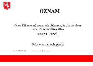 Zberný dvor Zákamenné zatvorený